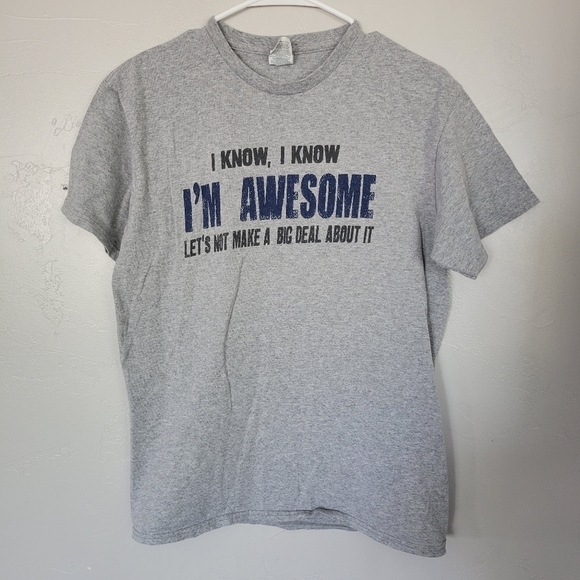 I Know I'm Awesome Grey Short Sleeve T-shirt Unisex Medium Delta Pro Weight - Picture 1 of 5